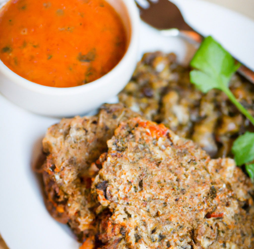 Brown rice, lentil and mushroom loaf with fresh tomato sauce AH7.fit™
