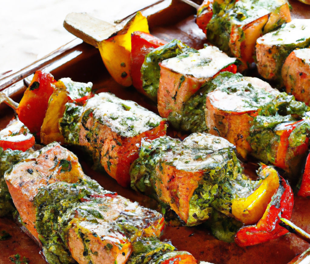 Salmon Kebabs With Creamy Salsa Verde AH7.fit™